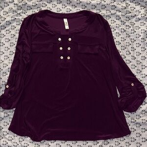 PerSeption Concept Deep Purple Blouse with Button Detail